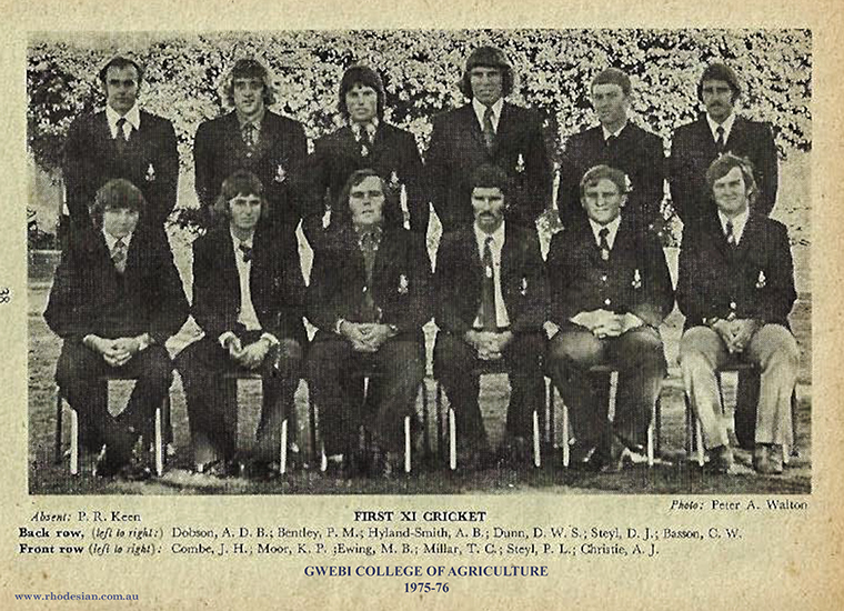 Gwebi College of Agriculture First Xi cricket team 1976